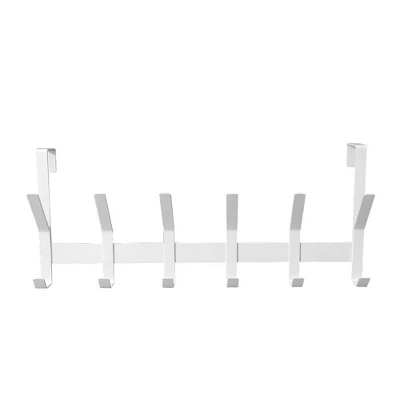 Heavy Duty Over The Door 6 Hooks Rail Matte White - Brightroom™ 1 Heavy Duty Over The Door 6 Hooks Rail Matte White - Brightroom™