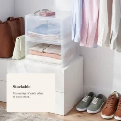 Stackable Large Bin Front Opening Clear - Brightroom™: Transparent Utility Storage, 19 Volume, Stackable -Brightroom GUEST 09f1c98f 252d 41a1 b5d1 c8454577430d