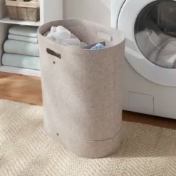 Brightroom 15 Felt Double Laundry Hamper Oatmeal - Brightroom™: Polyester, 6000 Volume, Adjustable, Open-Top, Kids & Baby Clothes Sorter
