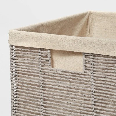 14.75" X 13" X 11" Large Lined Woven Milk Crate Gray - Brightroom™: Decorative Storage Basket, Rectangle, Traditional Style 2 14.75" X 13" X 11" Large Lined Woven Milk Crate Gray - Brightroom™: Decorative Storage Basket, Rectangle, Traditional Style - Image 2