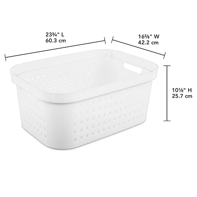 1.5bu Rectangle Modern Laundry Basket - Brightroom™: White Plastic Clothes Basket With Built-In Handles, Medium Size 4 1.5bu Rectangle Modern Laundry Basket - Brightroom™: White Plastic Clothes Basket With Built-In Handles, Medium Size - Image 4