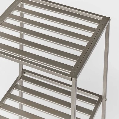 Tall Bath Storage Tower Brushed Nickel Metal - Brightroom™ 2 Tall Bath Storage Tower Brushed Nickel Metal - Brightroom™ - Image 2