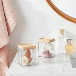 Extra Small Clear Canister With Bamboo Lid 2pk - Brightroom™