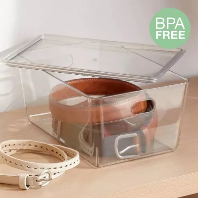 4L Stacking Clear Bin With Lid - Brightroom™: PET, Lidded, Stackable, Universal Storage, 10.15"x6.81"x4.52" 3 4L Stacking Clear Bin With Lid - Brightroom™: PET, Lidded, Stackable, Universal Storage, 10.15"x6.81"x4.52" - Image 3