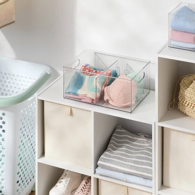 All Purpose Clear Storage Bin With Adjustable Divider Large - Brightroom™ 1 All Purpose Clear Storage Bin With Adjustable Divider Large - Brightroom™