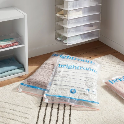 3pc Cube Compression Bags Set Clear - Brightroom™: Vacuum Seal Storage For Clothes & Bedding, Zipper Closure 1 3pc Cube Compression Bags Set Clear - Brightroom™: Vacuum Seal Storage For Clothes & Bedding, Zipper Closure