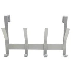 Heavy Duty Over The Door 4 Hooks Rail Matte Gray - Brightroom™