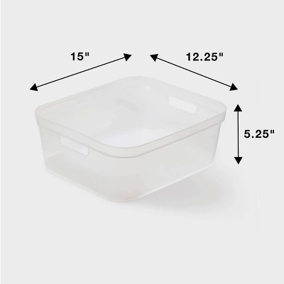 2pk Medium Open Storage Bins Clear - Brightroom™: Plastic Utility Tubs, Portable Universal Storage, 13.2 Volume Capacity 3 2pk Medium Open Storage Bins Clear - Brightroom™: Plastic Utility Tubs, Portable Universal Storage, 13.2 Volume Capacity - Image 3