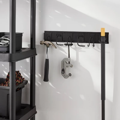 Garage Tool Hook And Rail Kit - Brightroom™: Steel Utility Storage Rack, Garage Organization, Broom Holder, Black 1 Garage Tool Hook And Rail Kit - Brightroom™: Steel Utility Storage Rack, Garage Organization, Broom Holder, Black