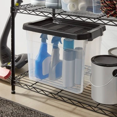 30qt Heavy Duty Latching Clear Storage Box - Brightroom™: Stackable Plastic Bin With Lid, Universal Utility Storage 1 30qt Heavy Duty Latching Clear Storage Box - Brightroom™: Stackable Plastic Bin With Lid, Universal Utility Storage