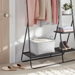 New Release 7 Large Woven Rectangular Storage Basket Gray/White - Brightroom™