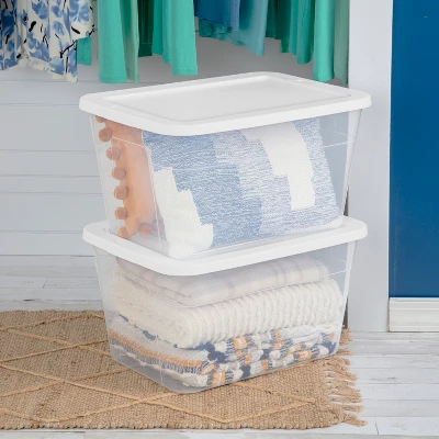 56qt Clear Non-Latching Storage Box With White Lid - Brightroom™ 2 56qt Clear Non-Latching Storage Box With White Lid - Brightroom™ - Image 2