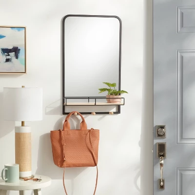 Metal Entryway Organizer With Mirror Large Natural - Brightroom™ 1 Metal Entryway Organizer With Mirror Large Natural - Brightroom™