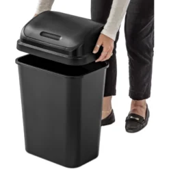 7.8gal Swing Top Waste Can Black - Brightroom™: Indoor Trash Bin With Lid, Textured Plastic, 21.375" Height 12 7.8gal Swing Top Waste Can Black - Brightroom™: Indoor Trash Bin With Lid, Textured Plastic, 21.375" Height -Brightroom GUEST 63a5ad24 6df2 45cf 86e5 8dfd743d4b53