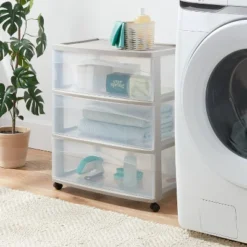 3 Drawer Wide Cart Spaceship Gray - Brightroom™