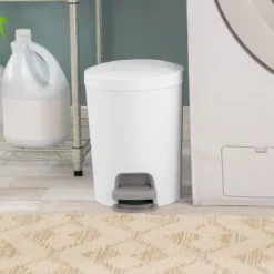 1.6gal Round Step Trash Can - Brightroom™: Compact Pedal-Operated Lid, Small Bathroom Bin, Textured White Finish 13 1.6gal Round Step Trash Can - Brightroom™: Compact Pedal-Operated Lid, Small Bathroom Bin, Textured White Finish -Brightroom GUEST 6f979a69 a398 4b73 b4bc a8b6b2d574d1