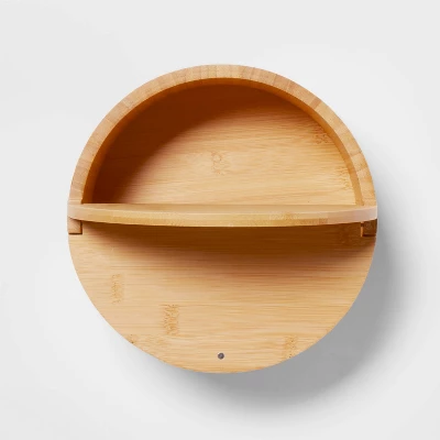 9" X 4" Circular Hinge Lid Bamboo Countertop Organizer - Brightroom™ 2 9" X 4" Circular Hinge Lid Bamboo Countertop Organizer - Brightroom™ - Image 2