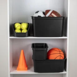 Folio Heavy Duty Storage Bin - Brightroom™: Black Plastic, Stackable, Portable, Universal Storage, 18.6 Volume Capacity -Brightroom GUEST 90c68d42 d8ac 4549 9130 753707e120e0