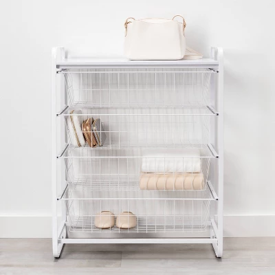 4 Drawer Metal Storage Organizer White - Brightroom™: Steel Utility Storage, Fixed Shelves, Universal Wire Drawers 1 4 Drawer Metal Storage Organizer White - Brightroom™: Steel Utility Storage, Fixed Shelves, Universal Wire Drawers