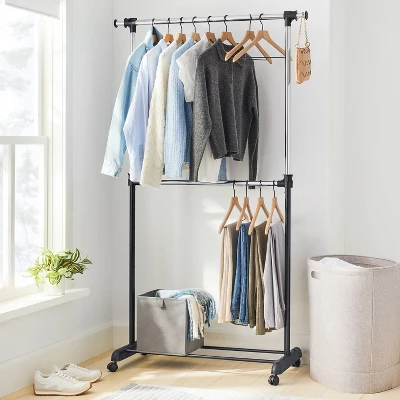 Adjustable Double Rod Garment Rack - Brightroom™ 1 Adjustable Double Rod Garment Rack - Brightroom™