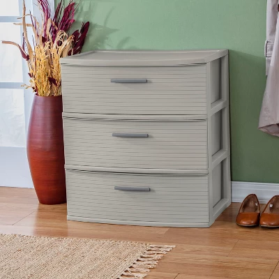 3 Drawer Wide Tower Dark Gray - Brightroom™: Plastic Storage Drawers, Portable Universal Storage, No Assembly Required 1 3 Drawer Wide Tower Dark Gray - Brightroom™: Plastic Storage Drawers, Portable Universal Storage, No Assembly Required