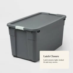 45gal Latching Storage Tote - Brightroom™: Portable Plastic Container With Lid, Universal Storage, Gray, 45 Gallon Capacity -Brightroom GUEST a42903f1 b0e7 4adf 995d 5bb50a587821