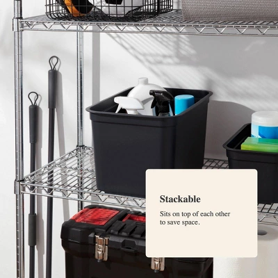 26.2qt Heavy Duty Storage Bin - Brightroom™: Black Plastic, Stackable & Portable, Universal Storage Solution 3 26.2qt Heavy Duty Storage Bin - Brightroom™: Black Plastic, Stackable & Portable, Universal Storage Solution - Image 3