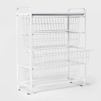 4 Drawer Metal Storage Organizer White - Brightroom™: Steel Utility Storage, Fixed Shelves, Universal Wire Drawers 2 4 Drawer Metal Storage Organizer White - Brightroom™: Steel Utility Storage, Fixed Shelves, Universal Wire Drawers - Image 2