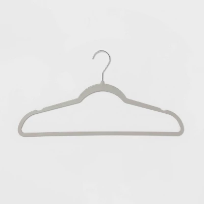 10pk Thin Plastic Hangers Gray - Brightroom™: Slim Clothes Hangers For Adults, 17.5" X 9.1" X 0.2", Household Use 2 10pk Thin Plastic Hangers Gray - Brightroom™: Slim Clothes Hangers For Adults, 17.5" X 9.1" X 0.2", Household Use - Image 2