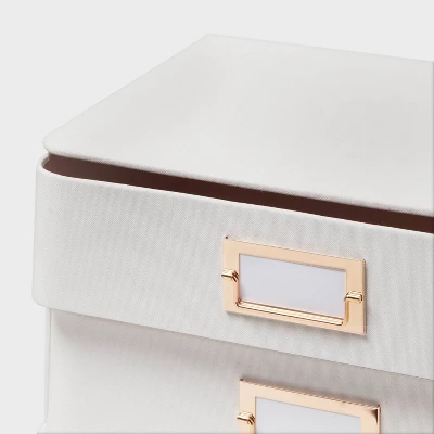 2 Drawer Decorative Fabric Box Ivory - Brightroom™: Rectangle, Off-White, Paper & Polyester, Spot Clean, 6"x10"x13" 2 2 Drawer Decorative Fabric Box Ivory - Brightroom™: Rectangle, Off-White, Paper & Polyester, Spot Clean, 6"x10"x13" - Image 2
