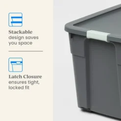 12gal Latching Storage Tote - Brightroom™: Stackable Gray Utility Bin With Lid, Portable Universal Organizer 8 12gal Latching Storage Tote - Brightroom™: Stackable Gray Utility Bin With Lid, Portable Universal Organizer -Brightroom GUEST c411b0b2 f708 4c68 acbb d6d0338906b3