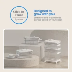 Click In Place 6.7qt Clear Shallow Plastic Storage Bin With White Latch For Home And Office Organization - Brightroom™ -Brightroom GUEST d2255bd5 e453 4de5 9de6 4eb6ee86b373