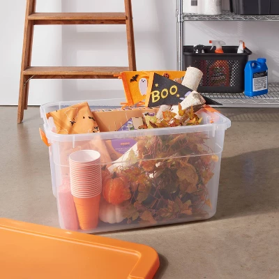 66qt Halloween Clear Latching Storage Box Orange Lid And Latch - Brightroom™ 1 66qt Halloween Clear Latching Storage Box Orange Lid And Latch - Brightroom™