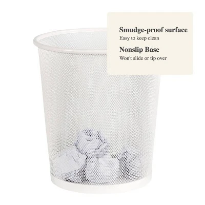 Mesh Waste Basket White - Brightroom™: Steel Indoor Trash Can, Nonslip Base, Fingerprint-Resistant, 3 Gallon Capacity 3 Mesh Waste Basket White - Brightroom™: Steel Indoor Trash Can, Nonslip Base, Fingerprint-Resistant, 3 Gallon Capacity - Image 3