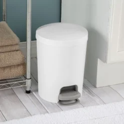 1.6gal Round Step Trash Can - Brightroom™: Compact Pedal-Operated Lid, Small Bathroom Bin, Textured White Finish 14 1.6gal Round Step Trash Can - Brightroom™: Compact Pedal-Operated Lid, Small Bathroom Bin, Textured White Finish -Brightroom GUEST e09e76a9 b58c 4631 806e 6d1eee45cda2