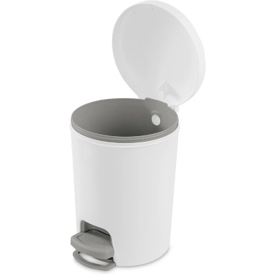 1.6gal Round Step Trash Can - Brightroom™: Compact Pedal-Operated Lid, Small Bathroom Bin, Textured White Finish 6 1.6gal Round Step Trash Can - Brightroom™: Compact Pedal-Operated Lid, Small Bathroom Bin, Textured White Finish - Image 6
