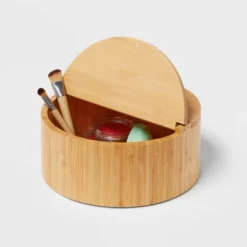 9" X 4" Circular Hinge Lid Bamboo Countertop Organizer - Brightroom™ 5 9" X 4" Circular Hinge Lid Bamboo Countertop Organizer - Brightroom™ -Brightroom GUEST e91a16ba 67ba 4346 aca1 624c8c7558a6