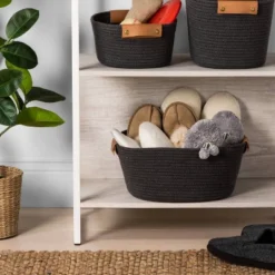 Brightroom 27 13" Small Coiled Rope Warm Gray Charcoal - Brightroom™