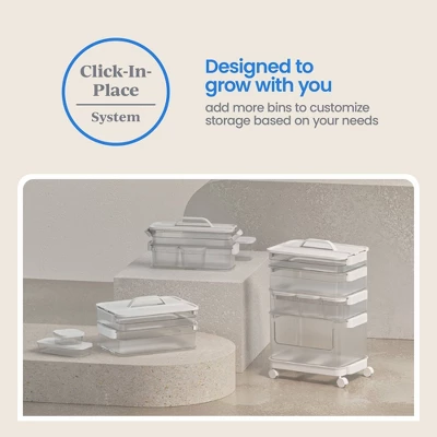 3pk Click In Place 30oz Insert Storage Containers White And Clear - Brightroom™ 4 3pk Click In Place 30oz Insert Storage Containers White And Clear - Brightroom™ - Image 4